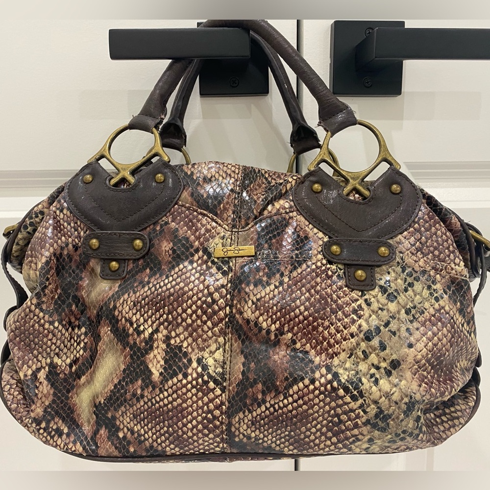 Jessica Simpson Brown Snakeskin Satchel